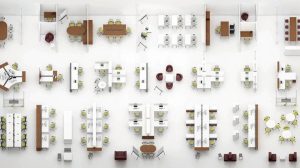 Modern office workspace with ergonomic desks and chairs in Dubai office interior